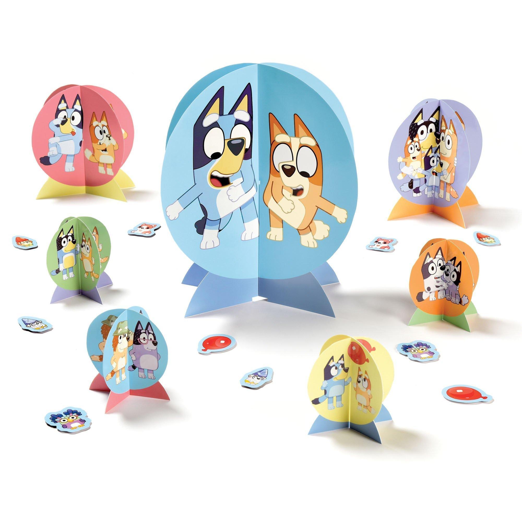 Bluey Birthday Party Supplies Pack for 8 Guests - Kit Includes Plates, Napkins, Table Cover, Banner Decoration, Swirls, Centerpiece, Favors with Bags & Pinata